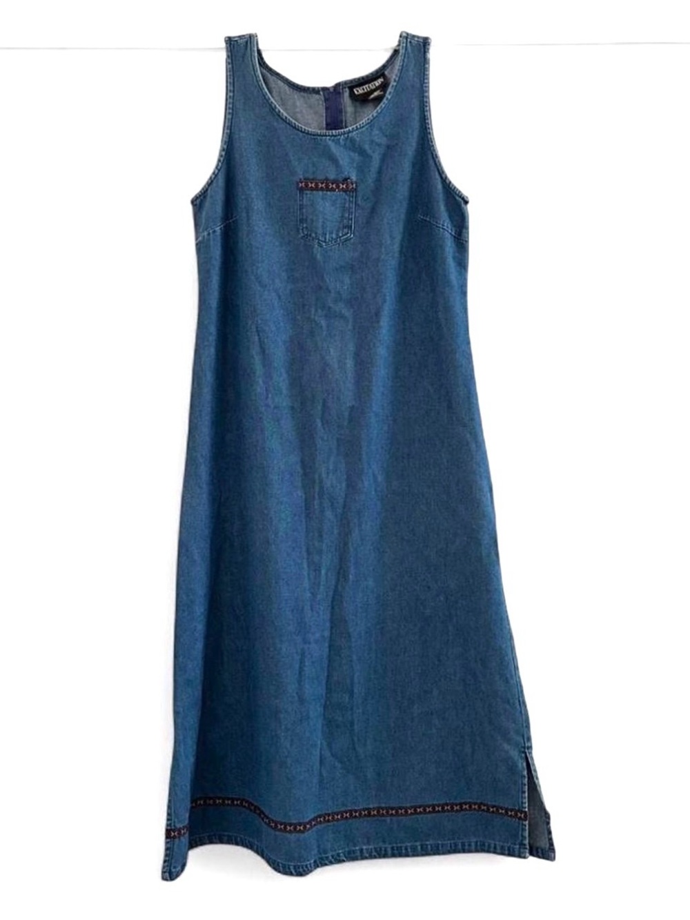 Vintage 90’s Excitation Blue Denim Sleeveless Midi Dress Women’s Medium- Teacher